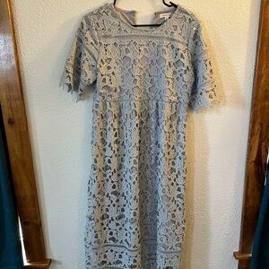Gray lace midi dress